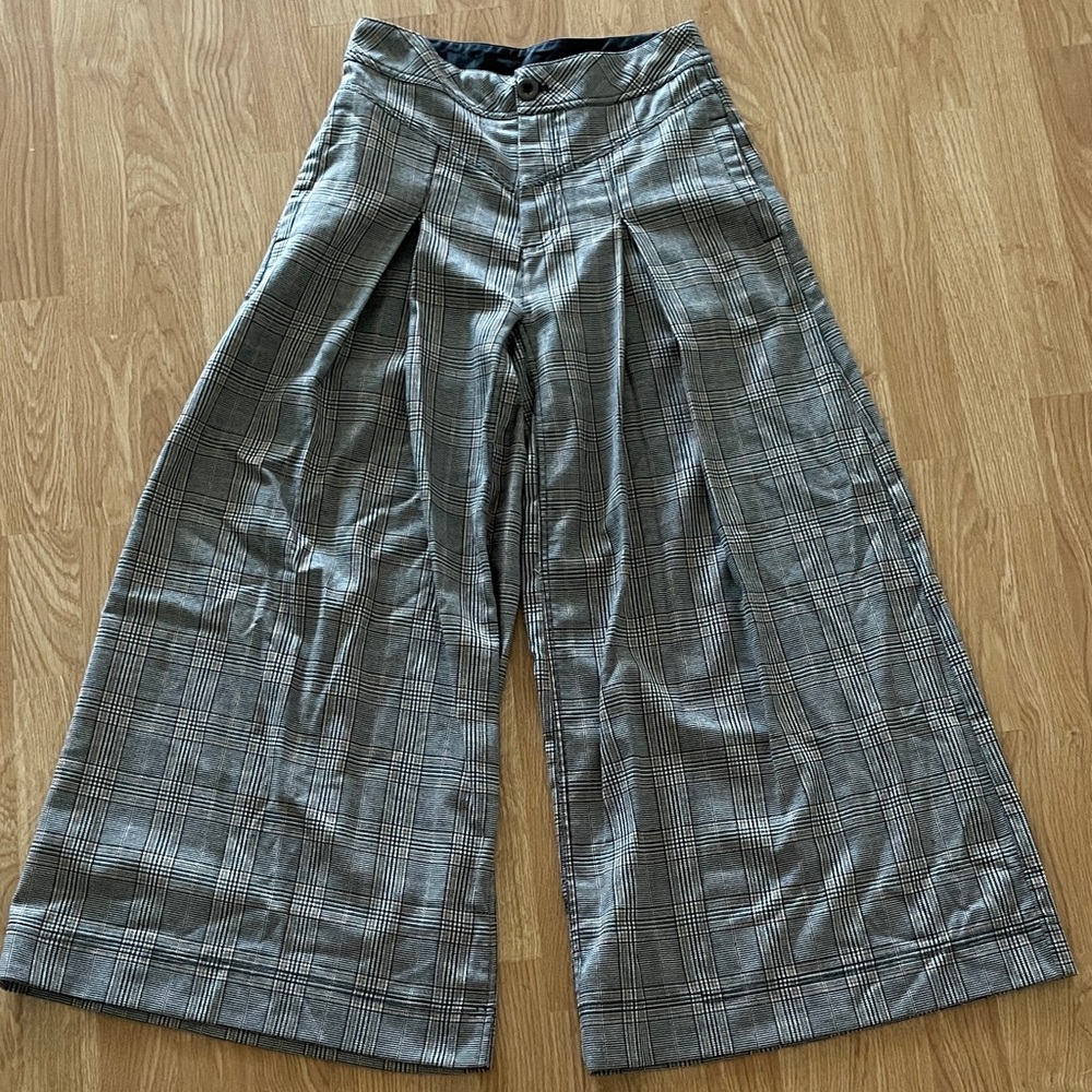 Free people wide leg plaid pants